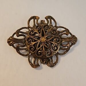 NATALIE Vintage Antiqued Brass Brooch Pendant